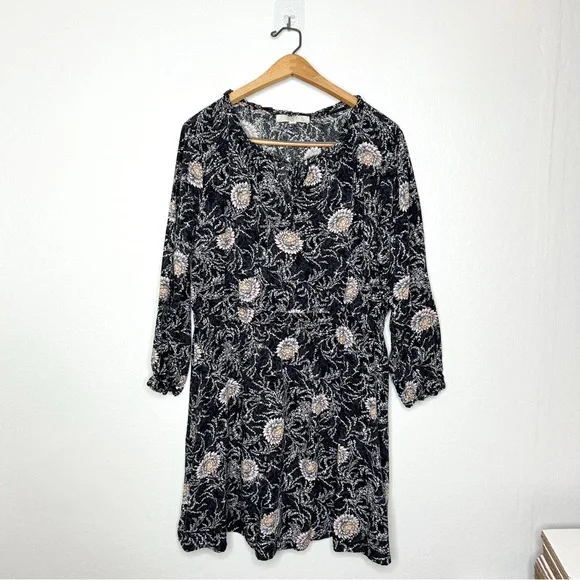 Ann Taylor LOFT Floral Print Long Sleeve Mini Dress Plus Size 18 - Picture 2 of 7
